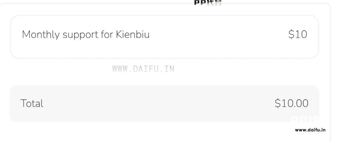 Ko-fi订单确认10美元总额，PP代付使用PayPal完成扣款