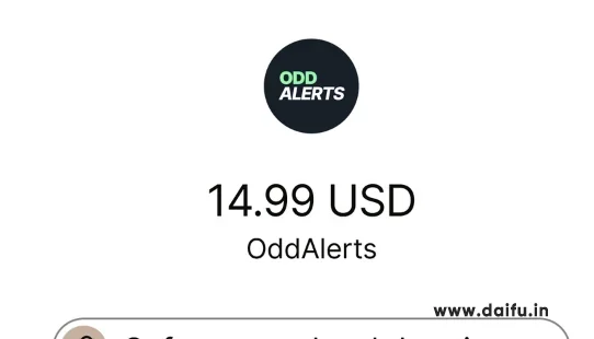 OddAlerts订阅金额14.99美元,需要VISA虚拟卡代付完成付款