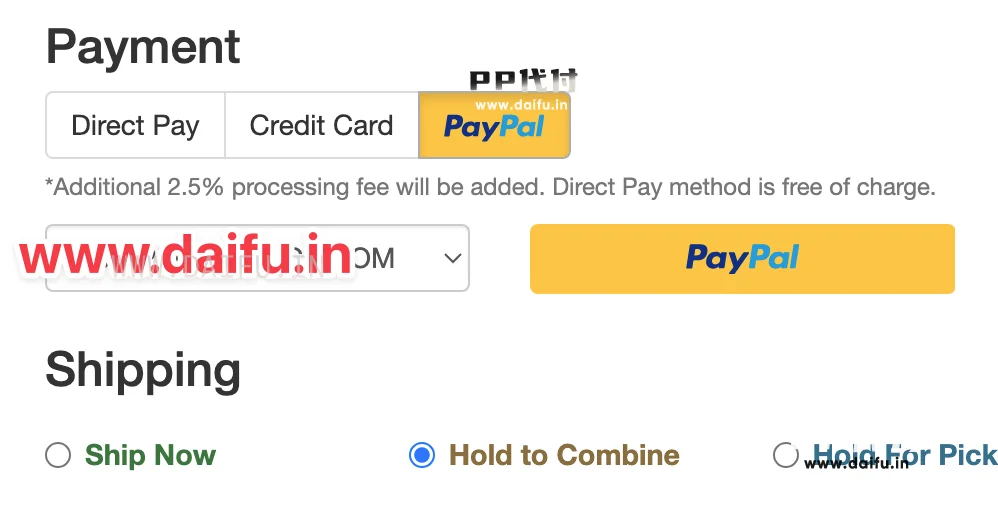 Pristine Auction购物车PayPal代付选择Hold不发货合单