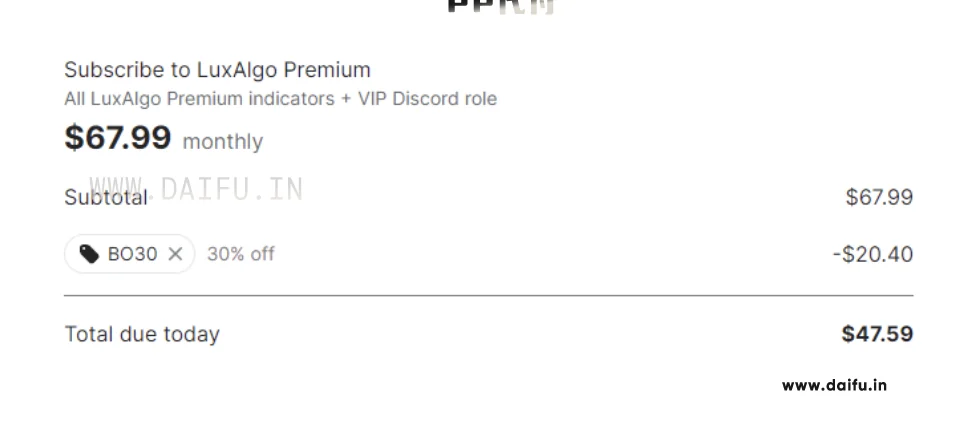 LuxAlgo Premium订阅页面显示优惠价格